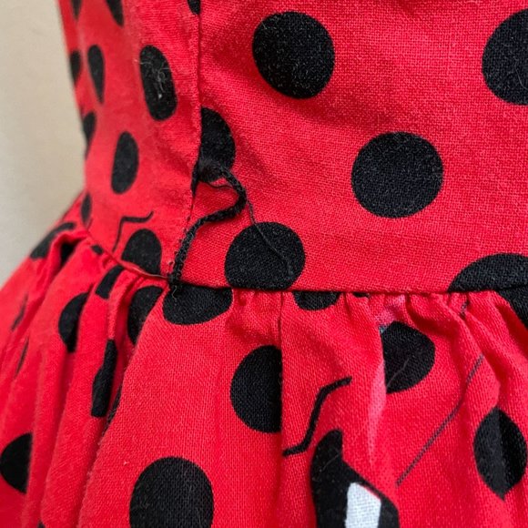 Bea & Dot Modcloth Dress Ladybug Polka Dot Sleevless V Neck Flare Retro Women XS - Picture 13 of 16